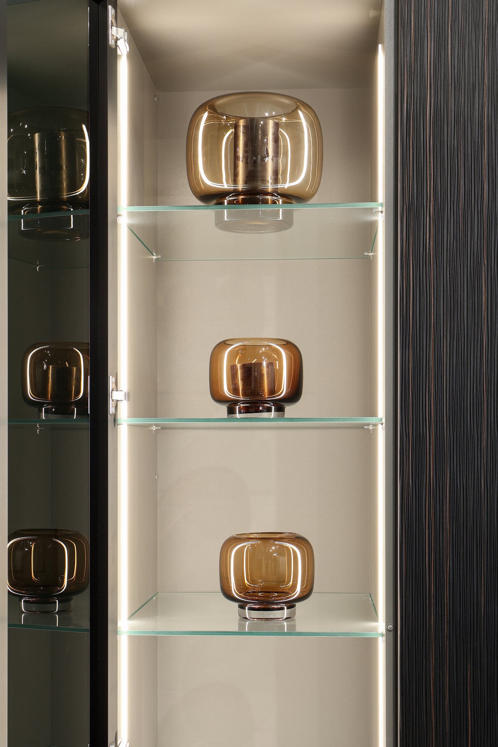 Bauformat kitchen display — lit glass display cabinet